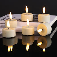 Bougie chauffe-plat LED sans flamme à effet de flamme vacillante, alimentée par piles, D4.1H5 ivoire, de Mermei
