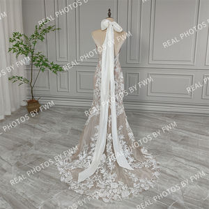 Vraies photos de haute qualité robe de mariée sirène en dentelle pailletée à licou pour femmes élégantes robe de mariée pour mariage 15889 - Product Image 2