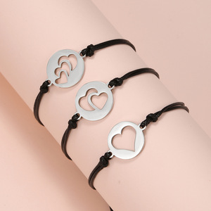 Pulsera de acero inoxidable de 3 generaciones Pulsera familiar hacer un deseo Tarjeta de papel Pulsera de corazón Tarjeta de exhibición - Product Image 4