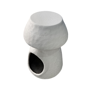 Textured White Mushroom Sculpture Cat Cave Modern Enclosed Cat <b>Bed</b> Soft Mat Living Room Decor Pet <b>House</b> - Product Image 2