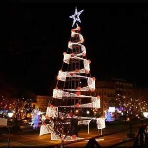 في الهواء الطلق العملاق RGB شجرة عيد الميلاد من الليد أعلى نجمة 3D عزر الضوء