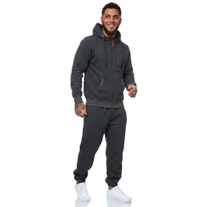 Survêtement 100 % coton streetwear à imprimé animal pour homme, coupe régulière, sweat à capuche avec cordon de serrage, pantalon de jogging, délavage acide, tissu respirant pour l'hiver - Product Image 1