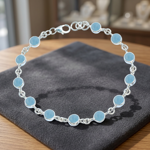 Natural Healing Bohemian Sterling <b>Silver</b> Aquamarine Stone <b>Bracelet</b> for Women Handmade Fashion Jewelry for Partywear - Product Image 3