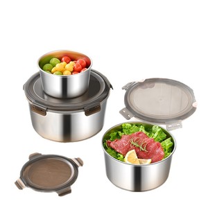 304 Stainless Steel Food <b>Storage</b> <b>Container</b> Round 600ml Airtight Lid Travel Use - Product Image 2