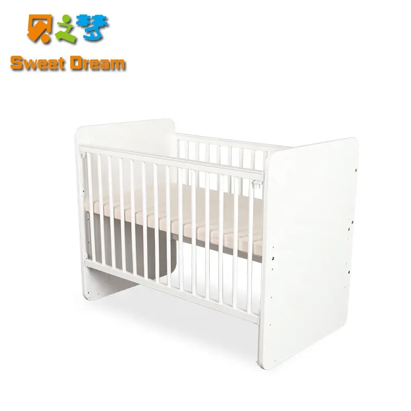 Tempat tidur bayi baru multifungsi, tempat tidur bayi dewasa kayu putih dapat disesuaikan untuk bayi baru lahir