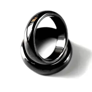 Bague en pierre magnétique hématite, pierre noire magnétique, 1 pièce, vente en gros