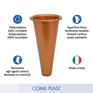 Jarrón de Plástico de Estilo Europeo COMIL PLAST C05 de la Mejor Calidad, Repuesto para Mausoléo o Cripta, Moldeado por Inyección, Color Cobre, Altura 5.3 - Product Image 2