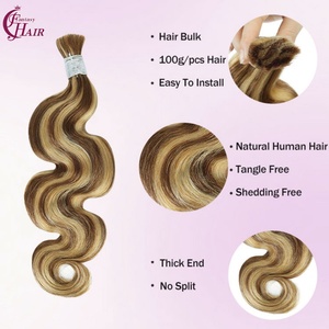FH 12A Virgin Human Hair Extensions Bulk New Color #P27/30 Highlight <b>Body</b> <b>Wave</b> Braiding Human Hair No Weft for Braiding - Product Image 3