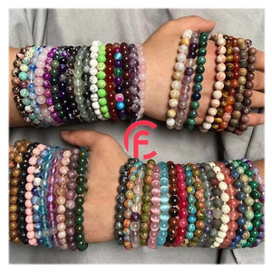 Bracelets de <span class=keywords><strong>Perles</strong></span> en Pierre Naturelle Cristal de Quartz et Agate de 6 mm et 8 mm, Faits à la Main, pour Femmes et Hommes - Product Image 1