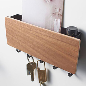 Liheng Japanese-Style Wall-Mounted Key Rack With Storage Box For Entryway <b>Hooks</b> And Mail Organizer - Product Image 3