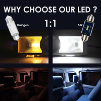 Brieyes Crystal White C5W SJ7 Ampoule LED Festoon Haute Puissance Sans Erreur 28mm 31mm 36mm 39mm 41mm 42mm 44mm 12V 6000K Accord