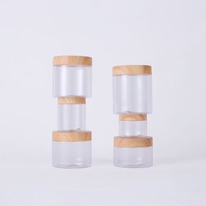 250g 8oz 500ml clear PET plastic container food storage ice cream jar with bamboo wooden lids