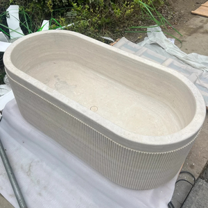 Baignoire autoportante en travertin beige naturel, design moderne <span class=keywords><strong>et</strong></span> minimaliste, pour salles de bain - Product Image 3