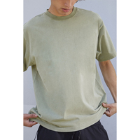 Vente en gros basique uni décontracté col rond poids lourd unisexe coton vêtement colorant pigmenté t-shirts pour hommes