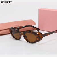 Lunettes de soleil ovales œil de chat inspirées des créateurs, unisexes, monture en métal + PC de luxe, miroir UV400, haute qualité, style vintage rétro, lunettes de soleil tendance