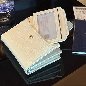 Zenos Korean Style Pure Color Short Wallet Multi-functional Credit <b>Card</b> <b>Holder</b> Foldable PU Leather Purse with Button Closure - Product Image 3