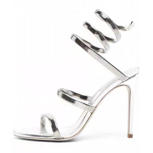 2025 Talon Snake Strap <b>Silver</b> Sole Summer Ankle Wrap Around Spiral <b>Heels</b> for Lady - Product Image 6