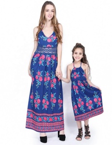 2019 las nuevas mujeres floral impreso familia juego vestido <span class=keywords><strong>de</strong></span> mamá y me trajes vestidos <span class=keywords><strong>de</strong></span> la hija <span class=keywords><strong>de</strong></span> madre - Product Image 1