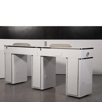 Bar à ongles double siège pour salon de beauté Table à ongles Table de manucure Bureau de manucure avec dessus en marbre