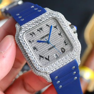 Drioshipping Hip Hop Men's <b>Automatic</b> Mechanical Watch 904L Stainless Steel Iced Out Moissanite <b>Wristwatch</b> - Product Image 4