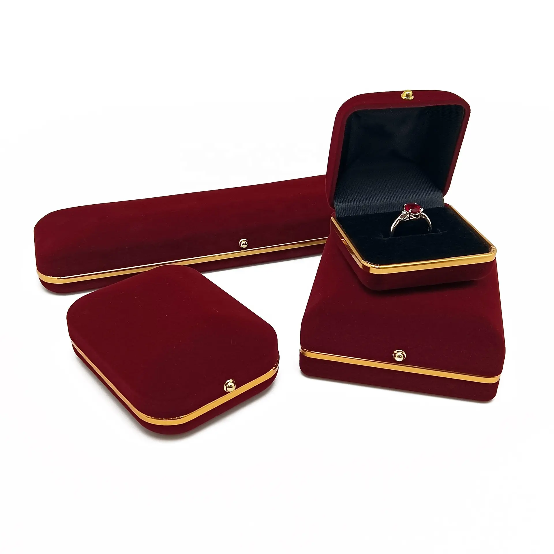 Factory In Stock Luxury Velvet Fashion Jewelry Rings Gift Box Pack Jewelry Package