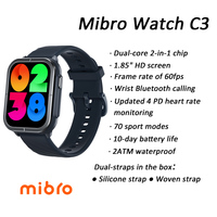 Versión Global del Reloj Inteligente Mibro C3, Pantalla TFT HD de 1.85 Pulgadas, Navegación GPS, Calendario, Llamadas, Correas Dobles, Resistente al Agua 2ATM IP68, Deportivo, para Hombre