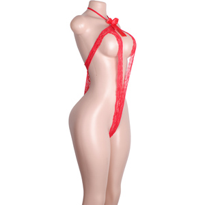 Ensemble de lingerie teddy en dentelle transparente à lacets, mini-robe à bretelles, costume de <span class=keywords><strong>danseuse</strong></span> <span class=keywords><strong>érotique</strong></span>, tenue de club, tenue de pole dance, strass exotique - Product Image 3
