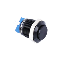Sakelar Tombol Tekan Menempel Sementara Logam Hitam 12Mm 16Mm 19Mm 22Mm 3.3V 6V 12V 24V dengan LED Merah Biru Hijau