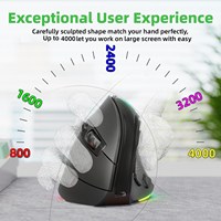 2.4G Dual Mode Ergonomische Verticale Draadloze Muis 4000 CPI 9 Knoppen RGB Verlicht Oplaadbare Draadloze Stille Muis voor Desktop