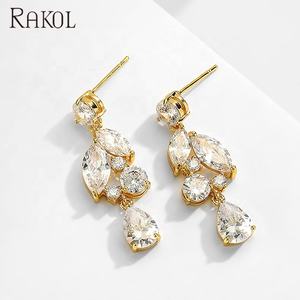 RAKOL EP2451 Goutte d'eau CZ 2021 Mode Boucles d'oreilles en or Bijoux en cristal hypoallergénique - Product Image 2