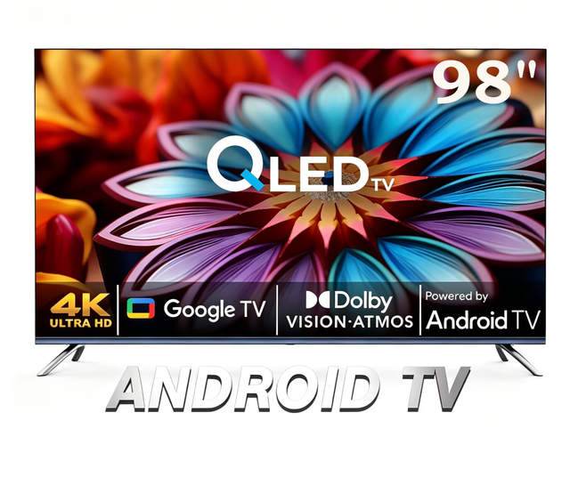 Ultra-Large Frameless 98 Inch 4K UHD HDTV QLED Smart LED Flat Screen TV WebOS/Google/Android WiFi BT 1.5+8GB Storage Hotel Use