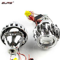 Nouveau projecteur bi-xénon 2,5 pouces avec double anneau lumineux (Angel Eye) et anneau lumineux diabolique (Devil Eye) blanc, rouge, bleu, pour lentille bi-faisce, 12V 2400lm, en aluminium moulé sous pression