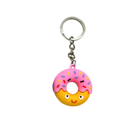 Offsetdruk cadeau schattig 3D cartoon PVC donut sleutelhanger zoete rubberen karabijnhaak sleutelring voor kinderen cadeau
