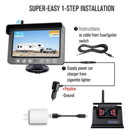 IPoster Kit de Cámara Magnética Inalámbrica Recargable de 5 Pulgadas para Carruaje de Caballos, con Monitor Táctil IPS de 2 Canales, Solar, Inalámbrica, IP69, 9600m