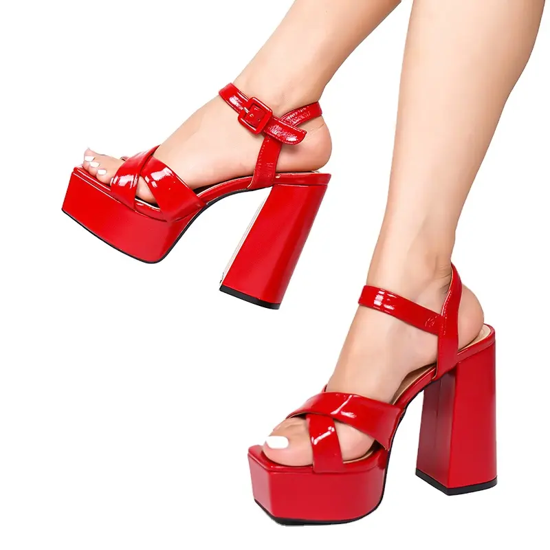 รองเท้าส้นสูงสุดเซ็กซี่สำหรับผู้หญิง, รองเท้าส้นสูงหัวโตสีพื้นสไตล์ใหม่