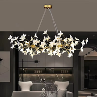 Luminaires suspendus en forme de branche d'arbre, style moderne antique, en laiton massif, avec verre blanc, chandeliers floraux pour salon