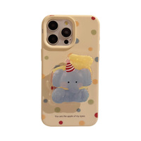 Coque de téléphone en TPU avec support éléphant de dessin animé pour iPhone 16, 15, 18 Pro Max et 13ème génération avec chaîne de suspension