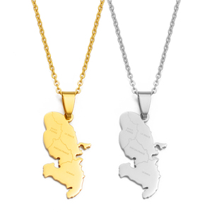 Collane con ciondolo a forma di mappa della Martinica con nomi delle città, gioielli in acciaio inossidabile per donne, ragazze e uomini # 269321 - Product Image 3