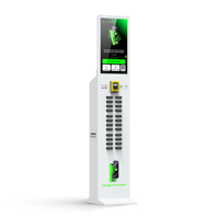Station de location de batteries externes avec borne à 24 emplacements, écran tactile de 23,8 pouces et système de point de vente intégré