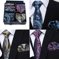 Ensemble cravate et pochette en soie artificielle 3 pièces, 1200 points, pour homme, essentiel pour les affaires, les mariages et les fêtes, classique, élégant, coffret cadeau