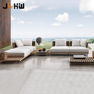 أريكة خارجية من الخوص مقطعية فاخرة من الخيزران الهندي للحديقة من Teak - Product Image 3