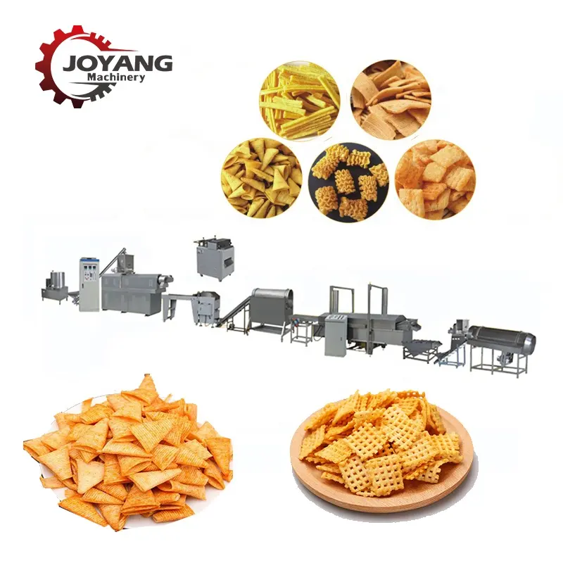 Automatic Fried Corn Bugles Doritos Rice Crust Snacks Processing Fried Pallets Snacks Food Production Machine Line