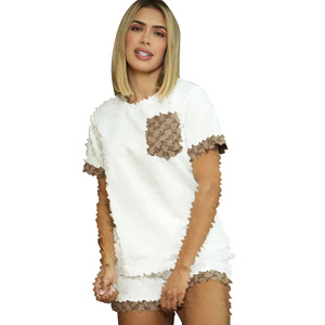 Conjunto de 2 Piezas de Shorts de Ciclismo con Estampado de Diseñador de Marca Famosa, Conjunto de Shorts de Ciclismo con Camiseta Jacquard para Mujer, Nuevo y Popular en Verano - Product Image 1