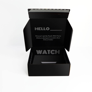 Cajas de Envío Negras Mate con Tira Desprendible, Cartón Corrugado Rígido, Logotipo Personalizado en Relieve, Caja de Empaque Individual para Reloj - Product Image 2