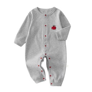 Mono de bebé de manga larga de algodón unisex para otoño e invierno con parche de manzana para recién nacidos, traje para gatear. - Product Image 5