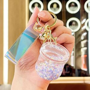 Acrylic Oil in Night Glow Water Cup Keychain Pendant Cute Car Jewelry <b>Floating</b> Sand Exquisite Bag Pendant - Product Image 4