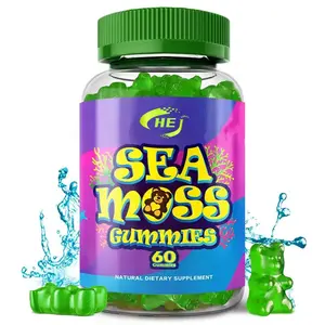 Customized Brand Organic Irish Sea Moss Vegetarian Gummies Blackerwrite Burdock Root Natural Pectin Weight Loss Gummy