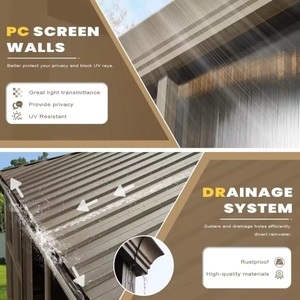 Gazebo con Tetto Rigido Permanente, Solarium <span class=keywords><strong>in</strong></span> Acciaio Zincato a Doppio Tetto, Veranda <span class=keywords><strong>in</strong></span> <span class=keywords><strong>Alluminio</strong></span> <span class=keywords><strong>per</strong></span> Patio e Terrazza - Product Image 6