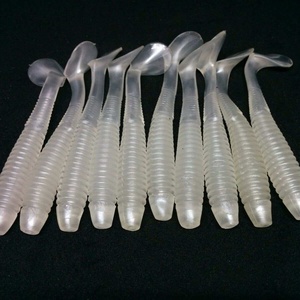 Haute flexibilité TPR TPE 75mm 3g queue vibration couleur unique avec paillettes leurres de pêche souples avec hameçon jig leurre de poisson souple - Product Image 1