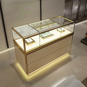 Mostrador de exhibición de joyería de oro moderno personalizado, vitrina para centro comercial, quiosco, tienda de perlas, decoración de muebles para joyería de lujo - Product Image 5
